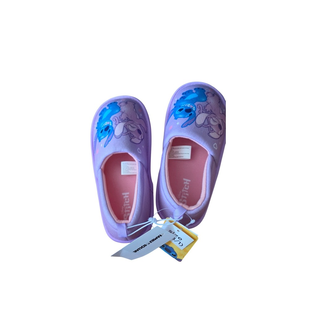 Disney Lilo & Stitch Kids Slippers Purple Stitch and Angel House Shoes M 13/1